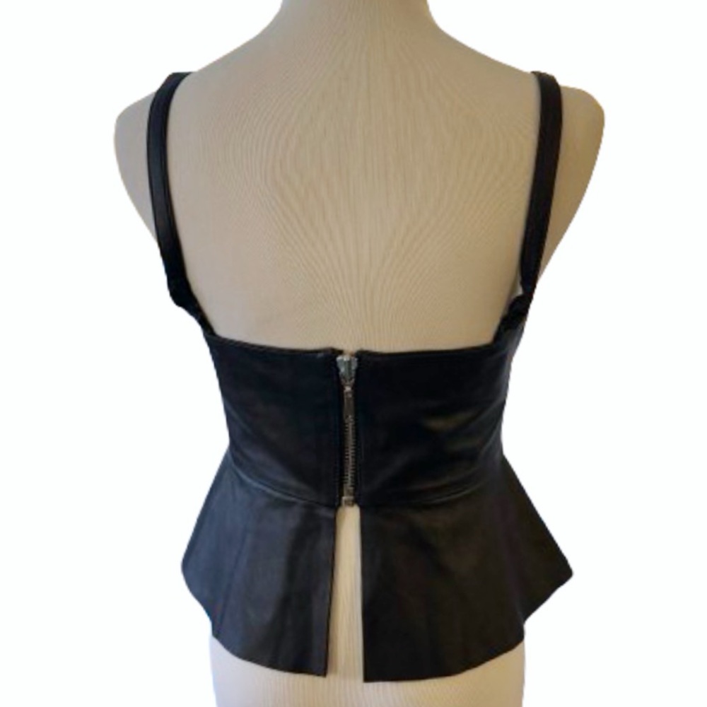 Rosa Cha Leather Bustier Peplum Top - Picture 3 of 9